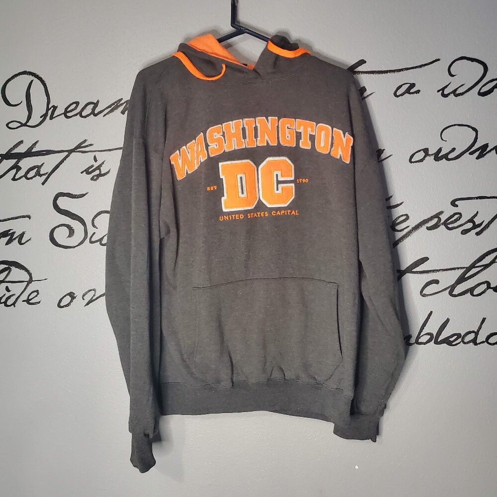 Washington DC Grey & Orange Sweatshirt Hoodie, XL